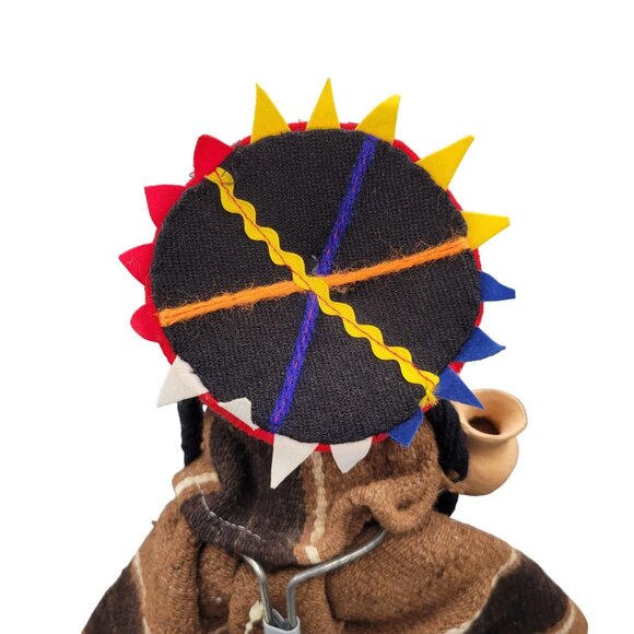 Handmade Peruvian Folk Doll Cloth Llama Clay Pot Doll Long Braids - Picture 4 of 8